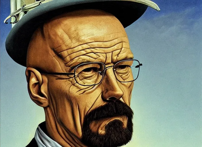 Image similar to a highly detailed beautiful portrait of walter white by salvador dali