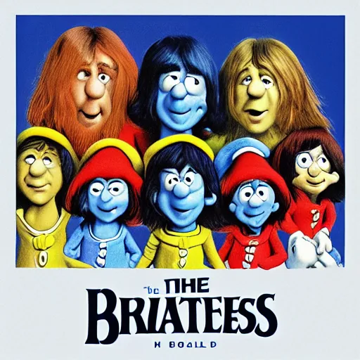 Prompt: the smurfs on the beatles album cover, 8 k resolution hyperdetailed photorealism