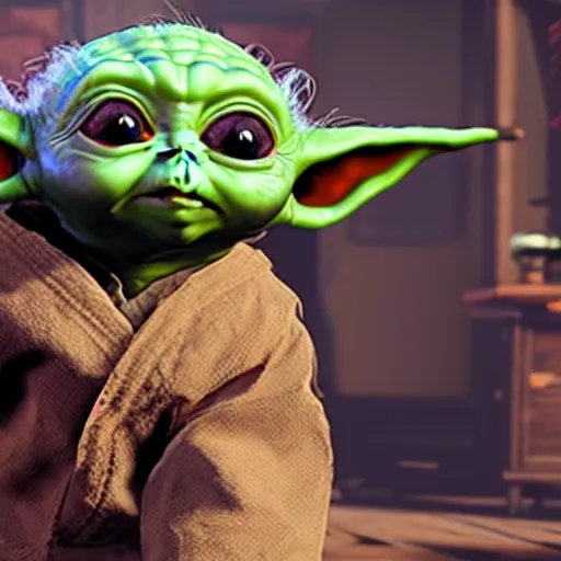 Image similar to baby yoda in red dead redemption 2