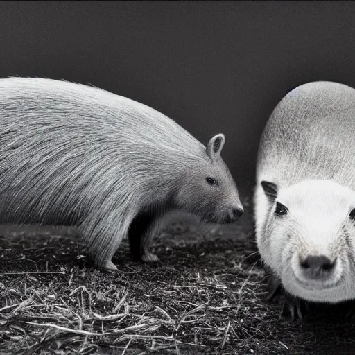Prompt: Annie Leibovitz photograph of a hybrid between a capybara and a mushroom