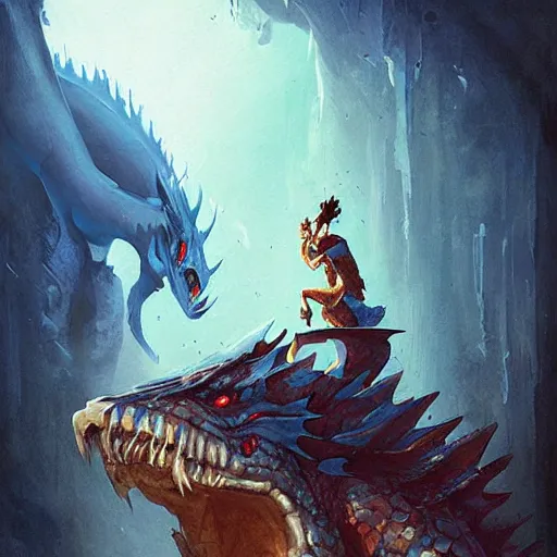 Image similar to blue dragon sitting on a hoard of books, fantasy, dnd, art by greg rutkowski