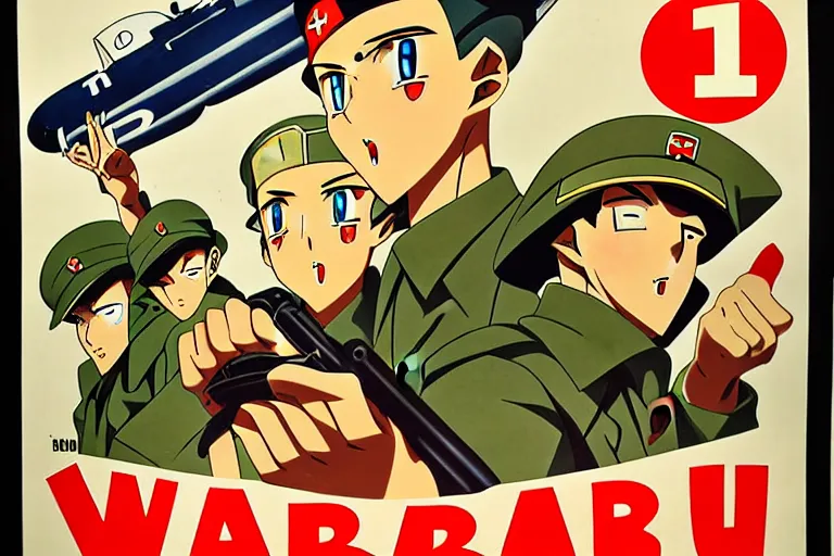 Image similar to 1940s, war, anime, poster, subaru