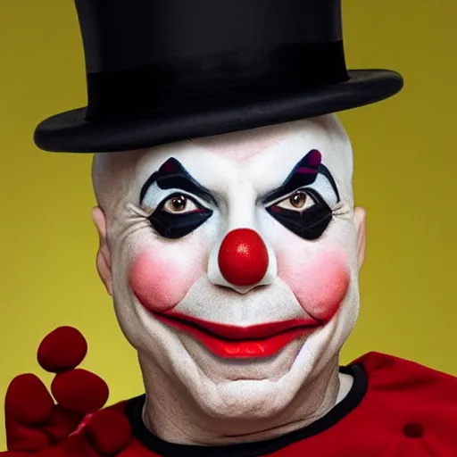 Image similar to jeanluc Picard as a sad clown