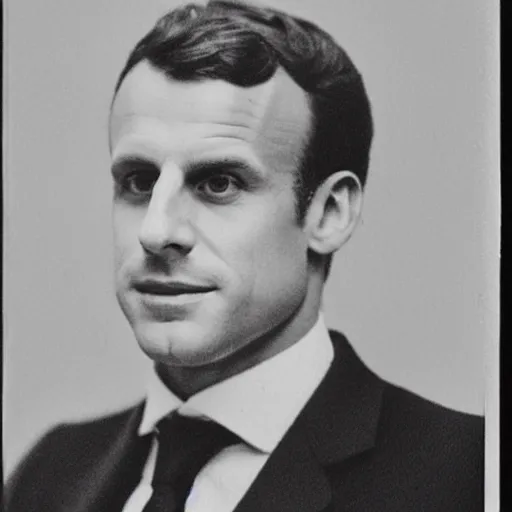Prompt: photograph of emmanuel macron by edwardian, male, 1 9 0 0 s, 1 9 1 0 s, grainy, slightly blurry, faded, realistic face