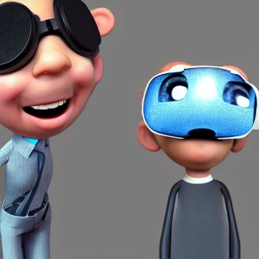 Prompt: realistic adult pixar character wearing virtual reality