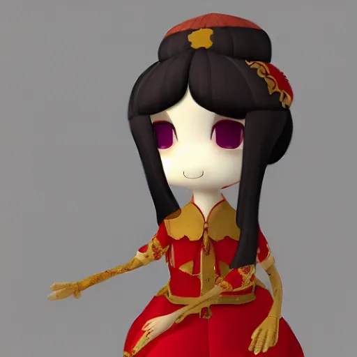 Image similar to cute fumo plush of a courtesan girl from the court of her high imperial majesty, stylized brdf, vray