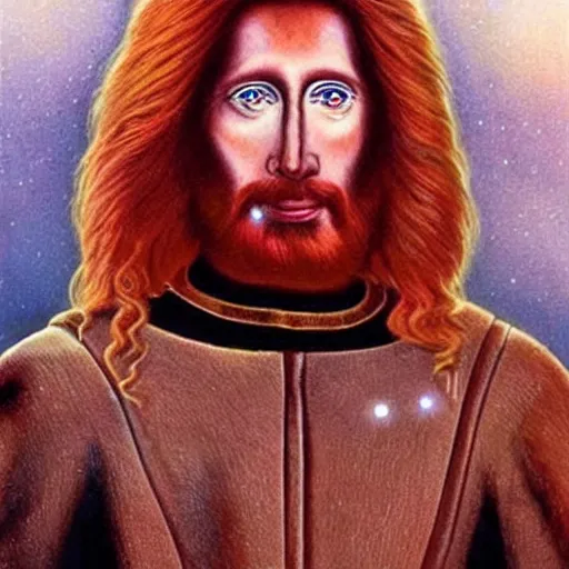 Prompt: Redhead alien ashtar command Sananda Jesus creator universe