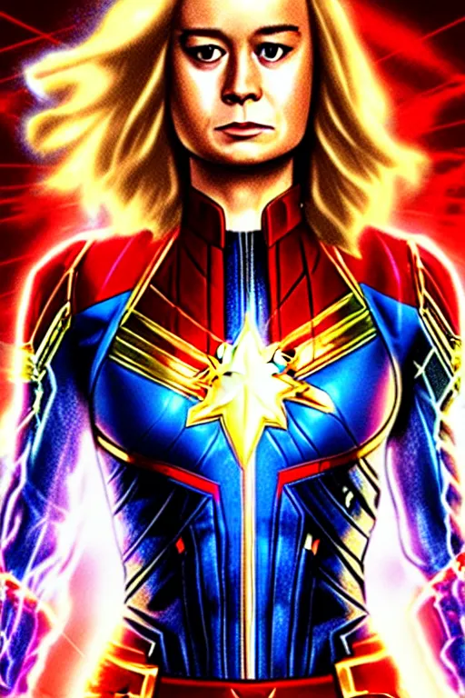 Image similar to Brie Larson as Captain Marvel high quality digital painting in the style of LIto, Junji