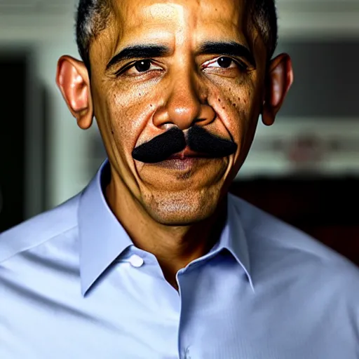 Prompt: Obama with a mustache