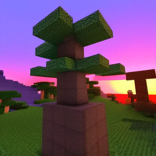 Image similar to professional 3 d render of a minecraft landscape with shaders, sunset, intricate, unreal engine render, octane render