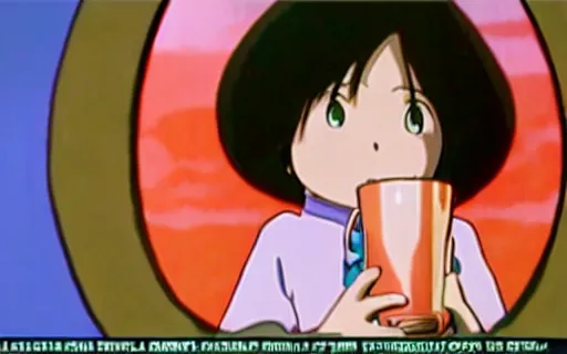 Prompt: yeat drinking lean from a foam cup, art by hayao miyazaki, studio ghibli film, hi res, 4k, high detail