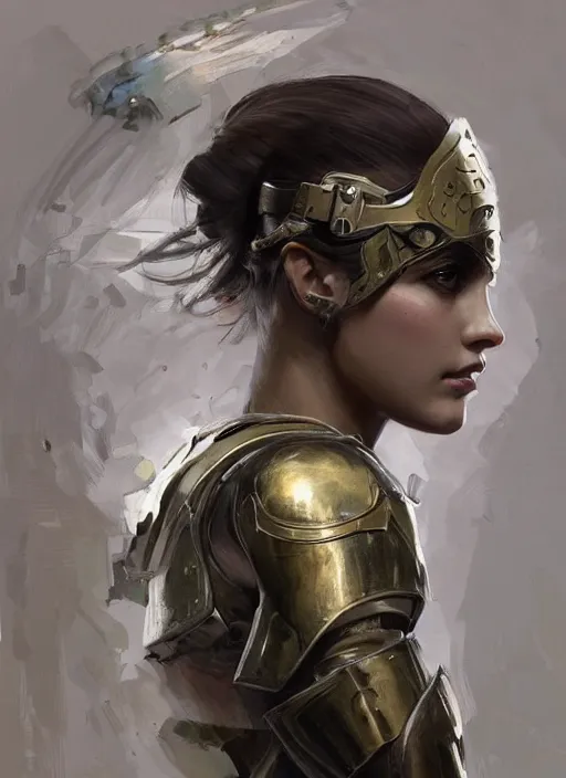 Image similar to a professional painting of a beautiful young female, clothed in military armor, olive skin, long dark hair, beautiful bone structure, symmetrical facial features, intricate, elegant, digital painting, concept art, smooth, sharp focus, illustration, from Metal Gear, by Ruan Jia and Mandy Jurgens and Artgerm and William-Adolphe Bouguerea