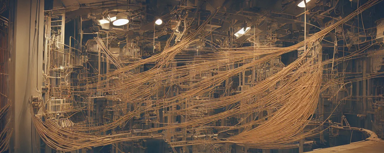 Image similar to a nuclear power plant made out of spaghetti, in a new jersey suburb, canon 5 0 mm, cinematic lighting, photography, retro, film, kodachrome