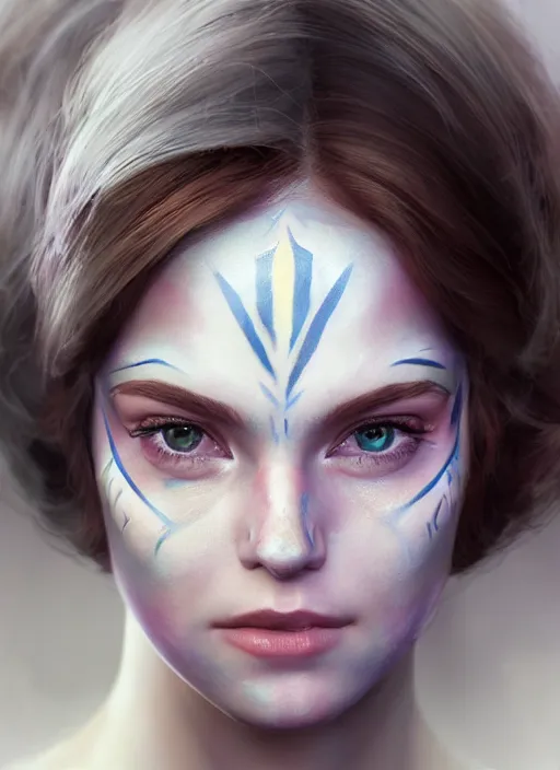 Image similar to a gorgeous princess, detailed Star Wars face paint, 8k render, ultra realistic, soft lighting, artstation, Annie Leibovitz, artgerm