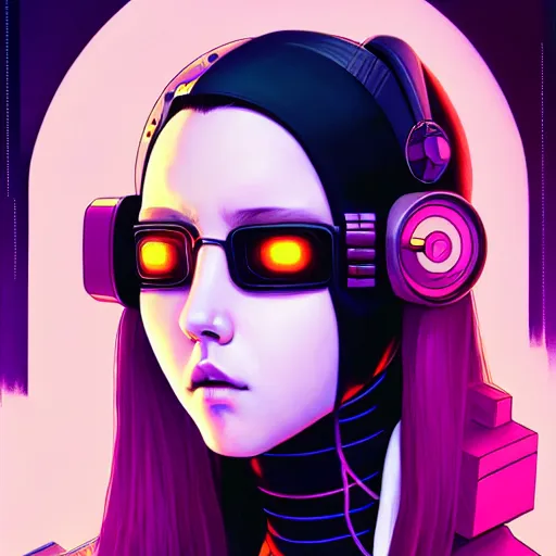 Image similar to portrait painting of a cyberpunk hacker olivia hye from loona, sharp focus, award - winning, trending on artstation, masterpiece, highly detailed, intricate. art by josan gonzales and moebius and deathburger