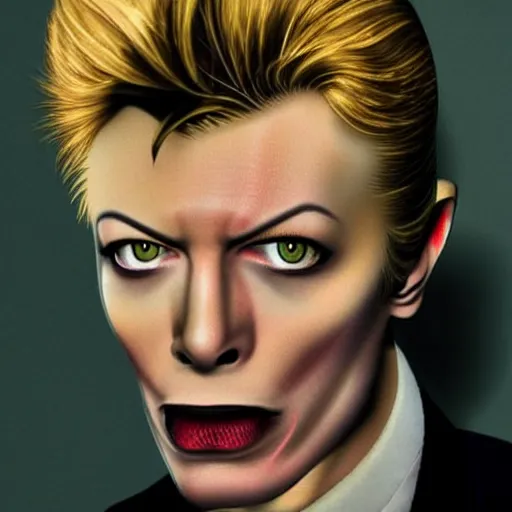 Prompt: a photo of kira yoshikage played by david bowie