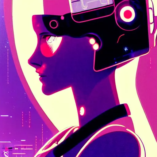 Image similar to side portrait scifi cyborg girl with robotic parts and spacesuit | | head only in center of image, audrey plaza, fine detail!! anime!! realistic shaded lighting!! poster by ilya kuvshinov katsuhiro otomo ghost - in - the - shell, magali villeneuve, artgerm, jeremy lipkin and michael garmash and rob rey