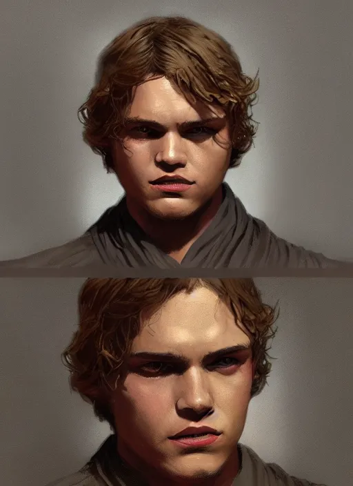 Image similar to highly detailed comic style portrait of anakin skywalker as a sith, by greg rutkowski, global illumination, radiant light