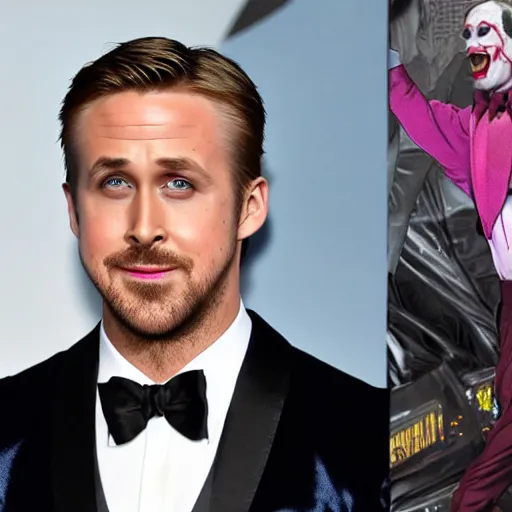 Image similar to Ryan gosling as the Joker in a new batman film