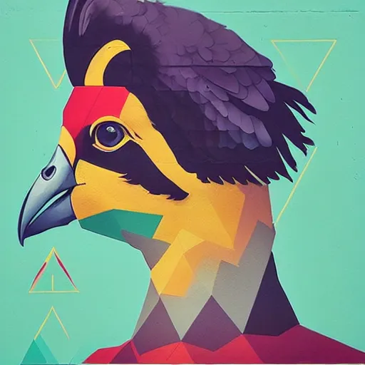 Prompt: majestic pigeon, royal bird, profile picture by Sachin Teng, asymmetrical, Organic Painting , Matte Painting, geometric shapes, hard edges, graffiti, street art:2 by Sachin Teng:4