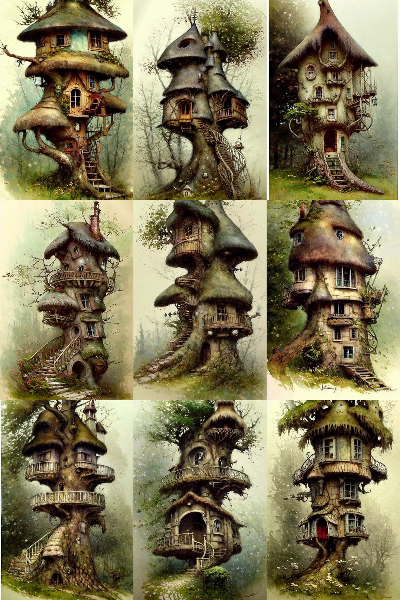 drawings of fairy tale cottages