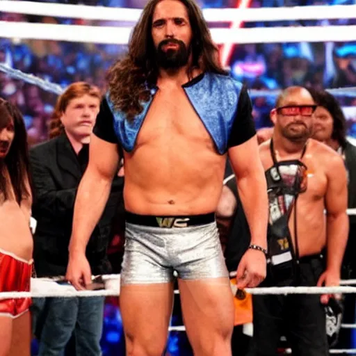 Prompt: Jesus Christ as WWE Champion