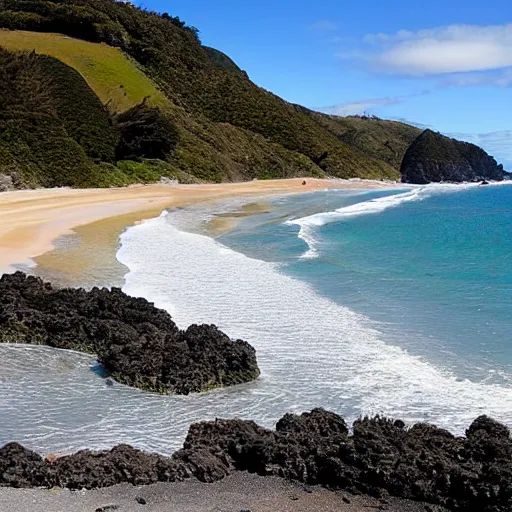 Prompt: lang's beach, northland, new zealand