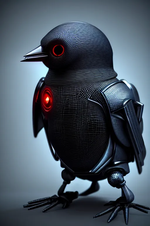 Prompt: high quality 3 d render very cute cyborg crow! incorporated speaker, cyberpunk highly detailed, unreal engine cinematic smooth, in the style of blade runner & detective pikachu, hannah yata charlie immer, moody light, low angle, uhd 8 k, sharp focus