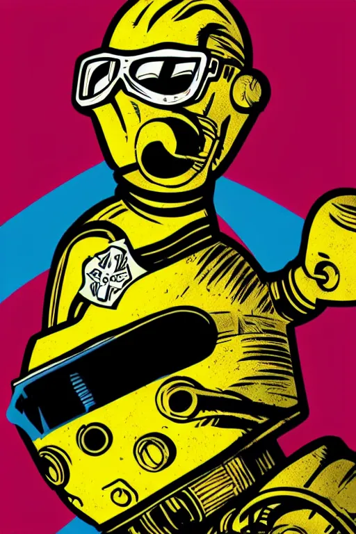 Image similar to fallout 7 6 retro futurist illustration art by butcher billy, sticker, colorful, illustration, highly detailed, simple, smooth and clean vector curves, no jagged lines, vector art, smooth andy warhol style