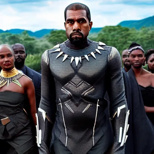 Prompt: Kanye West as Black Panther 4K quality super realistic