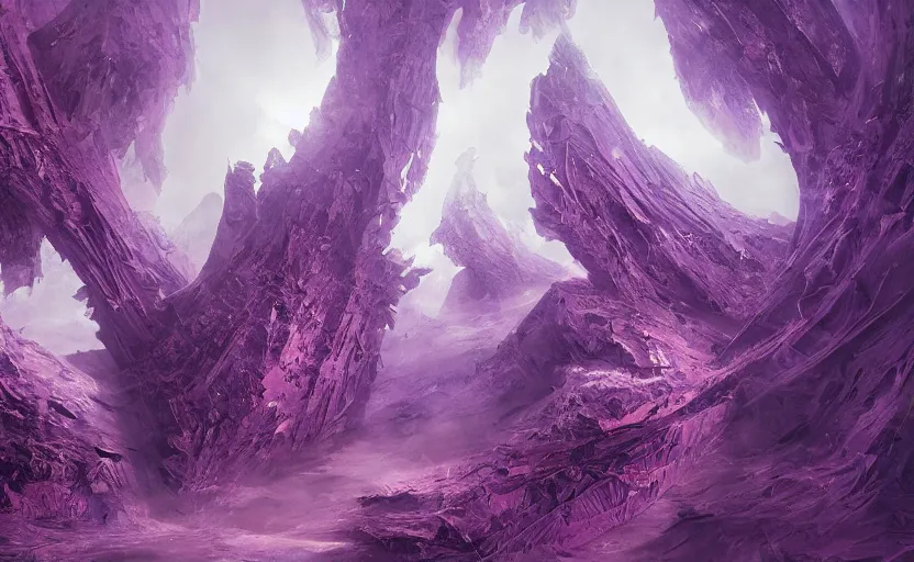 Image similar to matte painting, abstract art, elaborate, detailed digital art, trending in artstation, purple color lighting