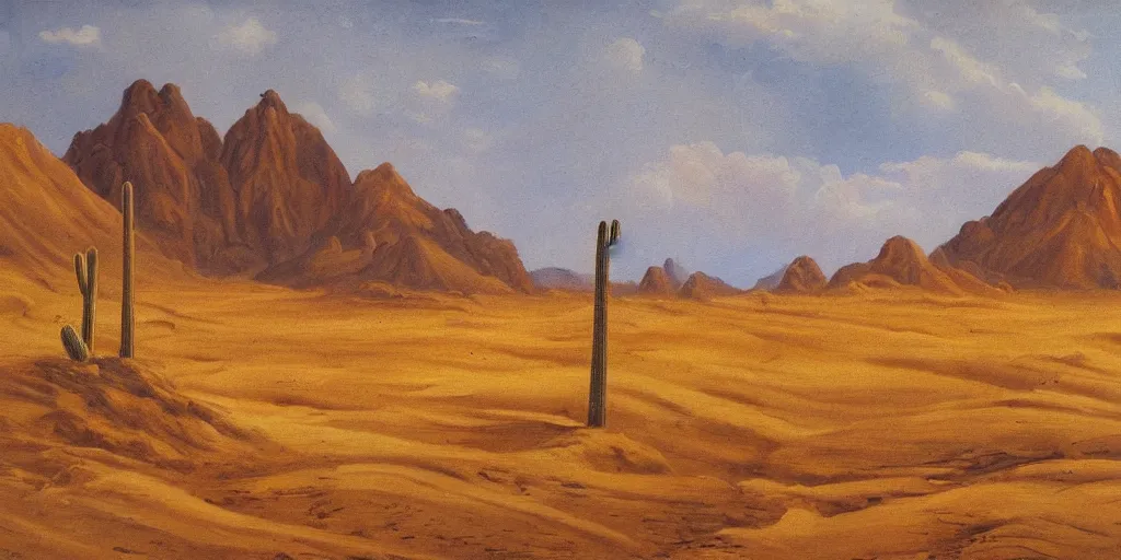 Prompt: landscape painting! of an unknown desert!!!, in south america!!, mystic - h 6 3 0