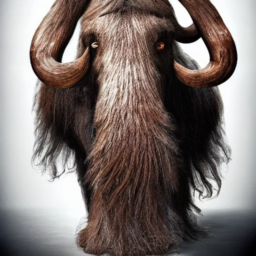 Image similar to wooly mammoth with hair that looks like pulled pork