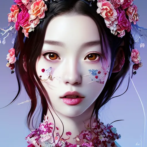 Prompt: the portrait of the absurdly beautiful, graceful, elegant, gorgeous, fashionable hyperrealistic anime teen made of cherries and white petals with tears, an ultrafine hyperdetailed illustration by kim jung gi, irakli nadar, intricate linework, bright colors, octopath traveler, final fantasy, unreal engine highly rendered, global illumination, radiant light, intricate environment
