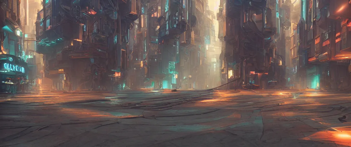 Image similar to street in a futuristic city, dieselpunk style, high detailed, superrealism, octane render, ray tracing, unreal engine, cinematic mode, redshift, hdr, hyperrealist, trending of artstation, optical flare, smart sharpen, global ilumination, ambient oclusion, film 3 5 mm, teal orange color scheme