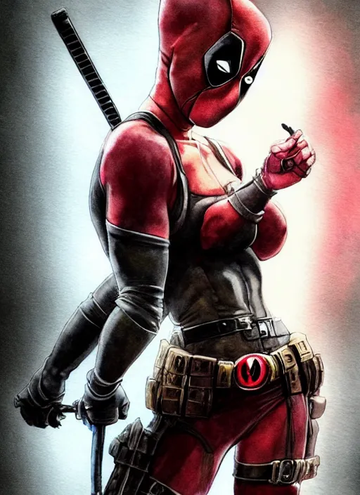 portrait, Attractive Female Deadpool, watercolor, | Stable Diffusion