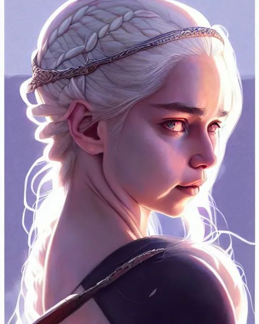 Image similar to daenerys targaryen | | very very anime!!!, fine - face, smiling, realistic shaded perfect face, fine details. anime. realistic shaded lighting poster by ilya kuvshinov katsuhiro otomo ghost - in - the - shell, magali villeneuve, artgerm, jeremy lipkin and michael garmash and rob rey