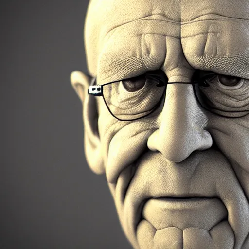 Prompt: 3d sculpture of a old man portrait, octane render, blender, studio lighting