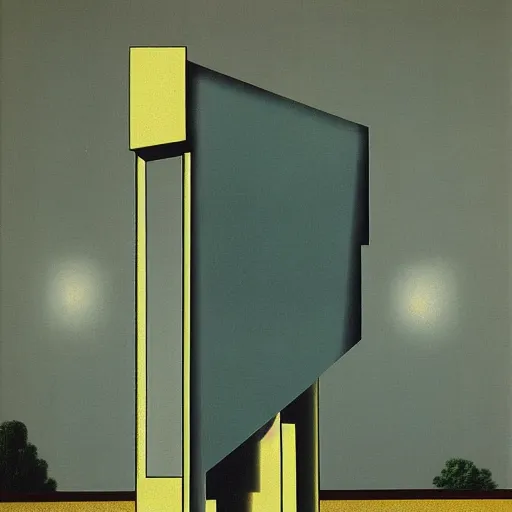 Prompt: synchronicity architecture illustration detailed surrealism rene magritte