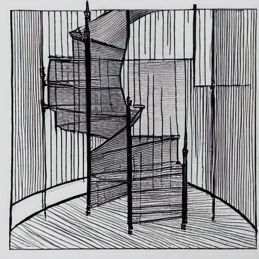 Prompt: an infinite staircase, one-line drawing