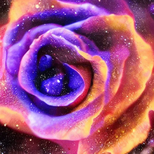 Image similar to award - winning macro of a beautiful rose made of molten lava!!! on black background, highly detailed, hyper - realistic, inner nebula glow!!!, trending on deviantart, artstation and flickr, nasa space photography, national geographic, by harold davis, georgia o'keeffe and harold feinstein