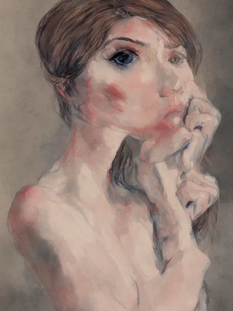 Image similar to a beautiful painted illustration a woman by alexandra dvornikova,