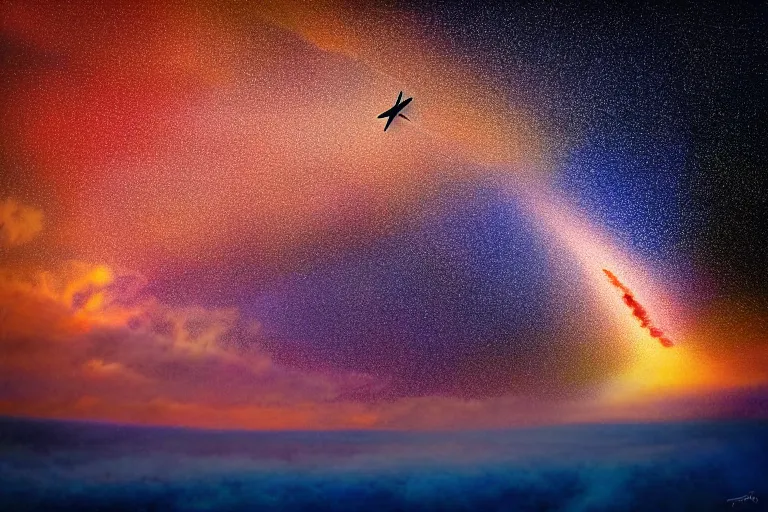 Prompt: a shooting star alone in the sky of an unknown universe in the style of phil koch