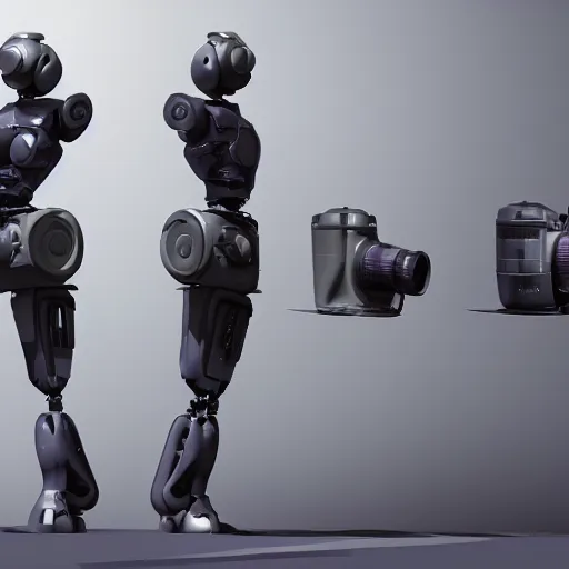 Image similar to concept art of camera that can transform into a robot, 3 d - concept, model, 4 k, unreal engine 5