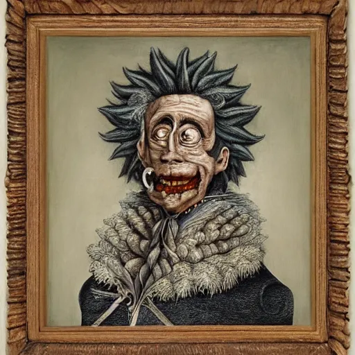 Image similar to a portrait of rick sanchez by giuseppe arcimboldo