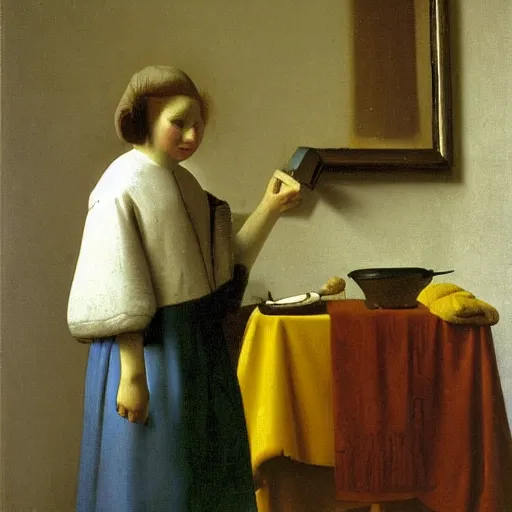 Prompt: cannavacciuolo painted by vermeer