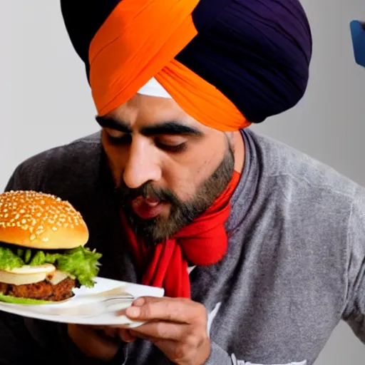 Image similar to sikh eating burger, still from dragonballz