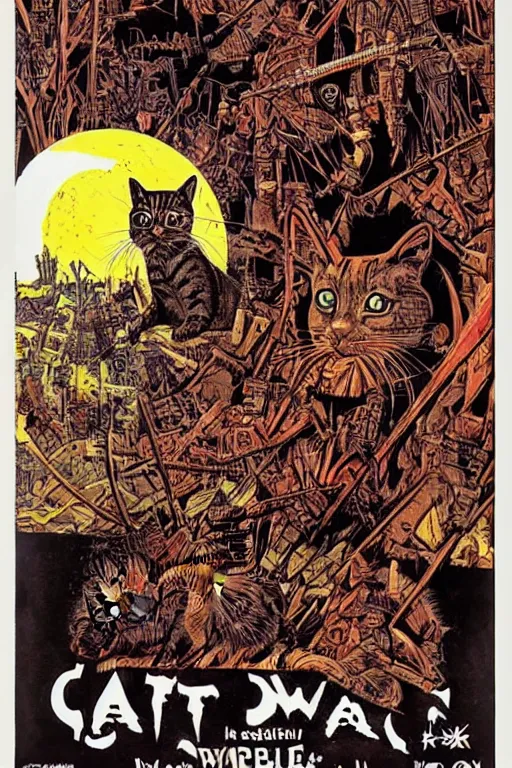 Image similar to Cats at war, poster by Philippe Druillet