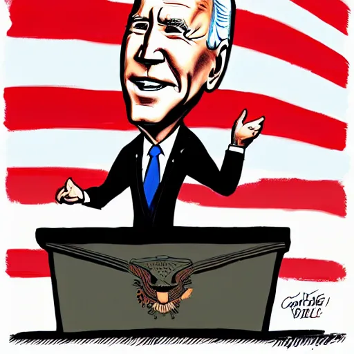 Prompt: Joe Biden political cartoon