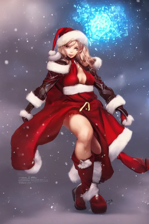 Prompt: Female santa claus for blade and soul concept art on a render by the artist Hyung tae Kim , Jiyun Chae, Joe Madureira, trending on Artstation by Hyung tae Kim, artbook, Stanley Artgerm Lau, WLOP, Rossdraws